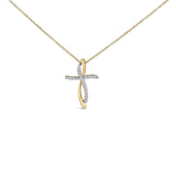 14K Yellow Gold Plated Sterling Silver 1/4 Cttw Diamond Cross Pendant Necklace-0 thumbnail 1