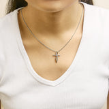 14K Yellow Gold Plated Sterling Silver 1/4 Cttw Diamond Cross Pendant Necklace-2 thumbnail 3