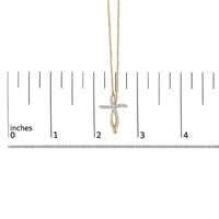 14K Yellow Gold Plated Sterling Silver 1/4 Cttw Diamond Cross Pendant Necklace