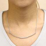 .925 Sterling Silver 1/5 Cttw Diamond Curved Bar Diamond Necklace-2 thumbnail 3