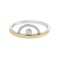 14K Yellow Gold Plated Sterling Silver 1/10 Cttw Diamond Arc Ring