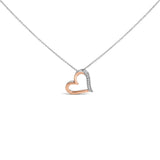 14K Rose Gold Plated Sterling Silver 1/10 Cttw Diamond Open Heart Pendant Necklace-0 thumbnail 1