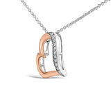 14K Rose Gold Plated Sterling Silver 1/10 Cttw Diamond Open Heart Pendant Necklace-3 thumbnail 4