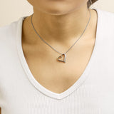 14K Rose Gold Plated Sterling Silver 1/10 Cttw Diamond Open Heart Pendant Necklace-2 thumbnail 3