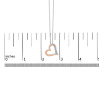 14K Rose Gold Plated Sterling Silver 1/10 Cttw Diamond Open Heart Pendant Necklace