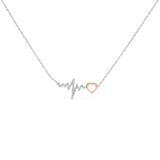 14K Rose Gold Plated Silver Diamond Accent Zig Zag Heart Necklace-0 thumbnail 1