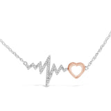 14K Rose Gold Plated Silver Diamond Accent Zig Zag Heart Necklace-1 thumbnail 2