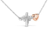 14K Rose Gold Plated Silver Diamond Accent Zig Zag Heart Necklace-3 thumbnail 4