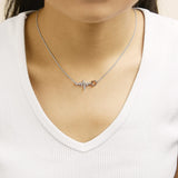 14K Rose Gold Plated Silver Diamond Accent Zig Zag Heart Necklace-2 thumbnail 3