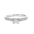 14K white gold ring with princess cut diamond center stone