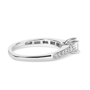 14K White Gold Diamond 1/2 Cttw Princess Cut Diamond Engagement Ring (G-H Color, VS2-SI1 Clarity) - Size 7-1
