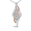 14k Rose Gold Plated Sterling Silver 1/10 Cttw Diamond Swirl Pendant Necklace-0