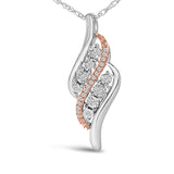 14k Rose Gold Plated Sterling Silver 1/10 Cttw Diamond Swirl Pendant Necklace-0 thumbnail 1
