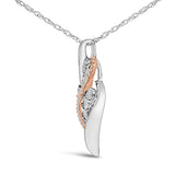 14k Rose Gold Plated Sterling Silver 1/10 Cttw Diamond Swirl Pendant Necklace-3 thumbnail 4