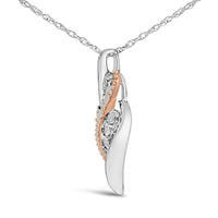 14k Rose Gold Plated Sterling Silver 1/10 Cttw Diamond Swirl Pendant Necklace