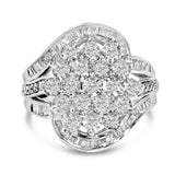 925 sterling silver cocktail ring with 1.0 cttw diamond swirl cluster stones thumbnail 1