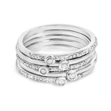 Sterling Silver 3/8 Cttw Diamond Bezel and Pave Set Stackable Ring Set-0 thumbnail 1