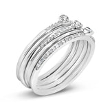 Sterling Silver 3/8 Cttw Diamond Bezel and Pave Set Stackable Ring Set-3 thumbnail 4