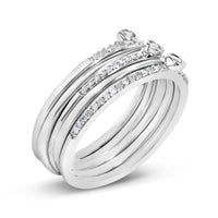 Sterling Silver 3/8 Cttw Diamond Bezel and Pave Set Stackable Ring Set