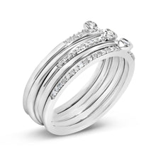 Sterling Silver 3/8 Cttw Diamond Bezel and Pave Set Stackable Ring Set-3