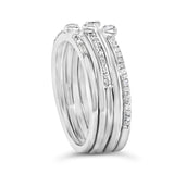 Sterling Silver 3/8 Cttw Diamond Bezel and Pave Set Stackable Ring Set-4 thumbnail 5