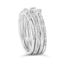 Sterling Silver 3/8 Cttw Diamond Bezel and Pave Set Stackable Ring Set-4