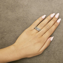 Sterling Silver 3/8 Cttw Diamond Bezel and Pave Set Stackable Ring Set-2