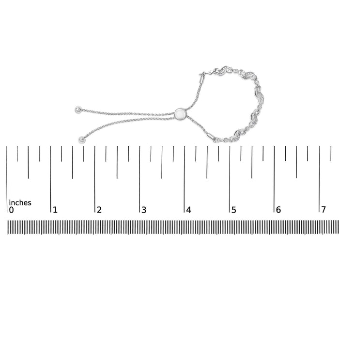.925 Sterling Silver 1/2 Cttw Diamond Double Wave Bolo Bracelet