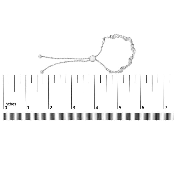 .925 Sterling Silver 1/2 Cttw Diamond Double Wave Bolo Bracelet