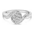 Sterling Silver 1/10 Cttw Diamond Bypass Cluster Ring-0