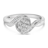 Sterling Silver 1/10 Cttw Diamond Bypass Cluster Ring-0 thumbnail 1