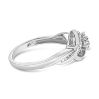 Sterling Silver 1/10 Cttw Diamond Bypass Cluster Ring