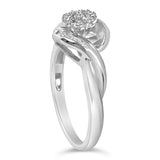 Sterling Silver 1/10 Cttw Diamond Bypass Cluster Ring-3 thumbnail 4