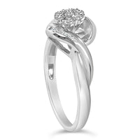 Sterling Silver 1/10 Cttw Diamond Bypass Cluster Ring