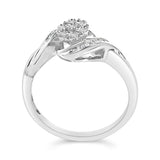 Sterling Silver 1/10 Cttw Diamond Bypass Cluster Ring-4 thumbnail 5