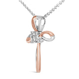 10K Rose Gold Plated Sterling Silver Diamond Accent Cross Pendant Necklace-3 thumbnail 4