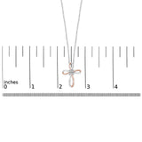 10K Rose Gold Plated Sterling Silver Diamond Accent Cross Pendant Necklace-4 thumbnail 5