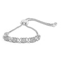 925 sterling silver X and O bolo bracelet with round diamond stones