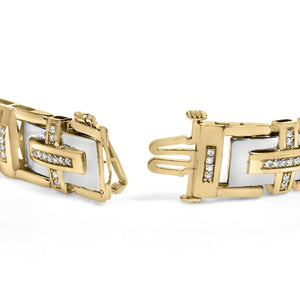 Men's  10K Yellow Gold Plated Silver Diamond Accent Geometric Link Bracelet-1