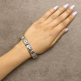 Men's  10K Yellow Gold Plated Silver Diamond Accent Geometric Link Bracelet-2 thumbnail 3