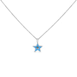 Sterling Silver Blue Enamel and Diamond Accent Star Pendant Necklace-0 thumbnail 1