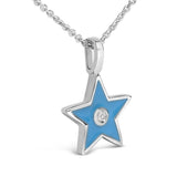 Sterling Silver Blue Enamel and Diamond Accent Star Pendant Necklace-3 thumbnail 4