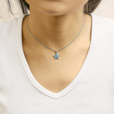 Sterling Silver Blue Enamel and Diamond Accent Star Pendant Necklace-2 thumbnail 3