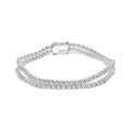 18K White Gold 5 3/5 Cttw Natural Diamond Double Row Link Tennis Bracelet (G-H Color, VS1-VS2 Clarity) - 7" Inches-0