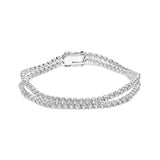 18K White Gold 5 3/5 Cttw Natural Diamond Double Row Link Tennis Bracelet (G-H Color, VS1-VS2 Clarity) - 7