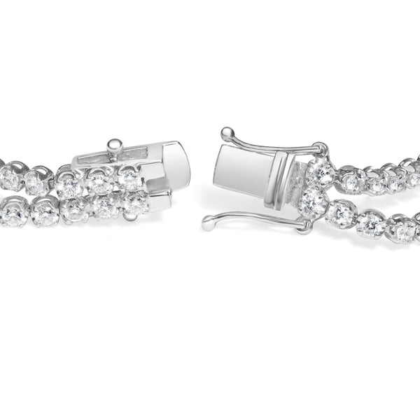 18K White Gold 5 3/5 Cttw Natural Diamond Double Row Link Tennis Bracelet (G-H Color, VS1-VS2 Clarity) - 7