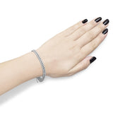 18K White Gold 5 3/5 Cttw Natural Diamond Double Row Link Tennis Bracelet (G-H Color, VS1-VS2 Clarity) - 7