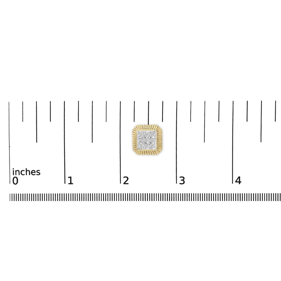 10K Yellow Gold Plated .925 Sterling Silver 1/6 Cttw Diamond Textured Halo Stud Earrings