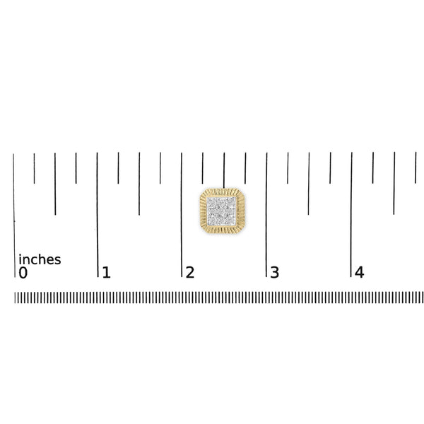 10K Yellow Gold Plated .925 Sterling Silver 1/6 Cttw Diamond Textured Halo Stud Earrings