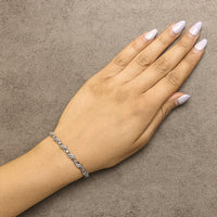 .925 Sterling Silver 1/2 Cttw Diamond Weave and Station Bolo Bracelet